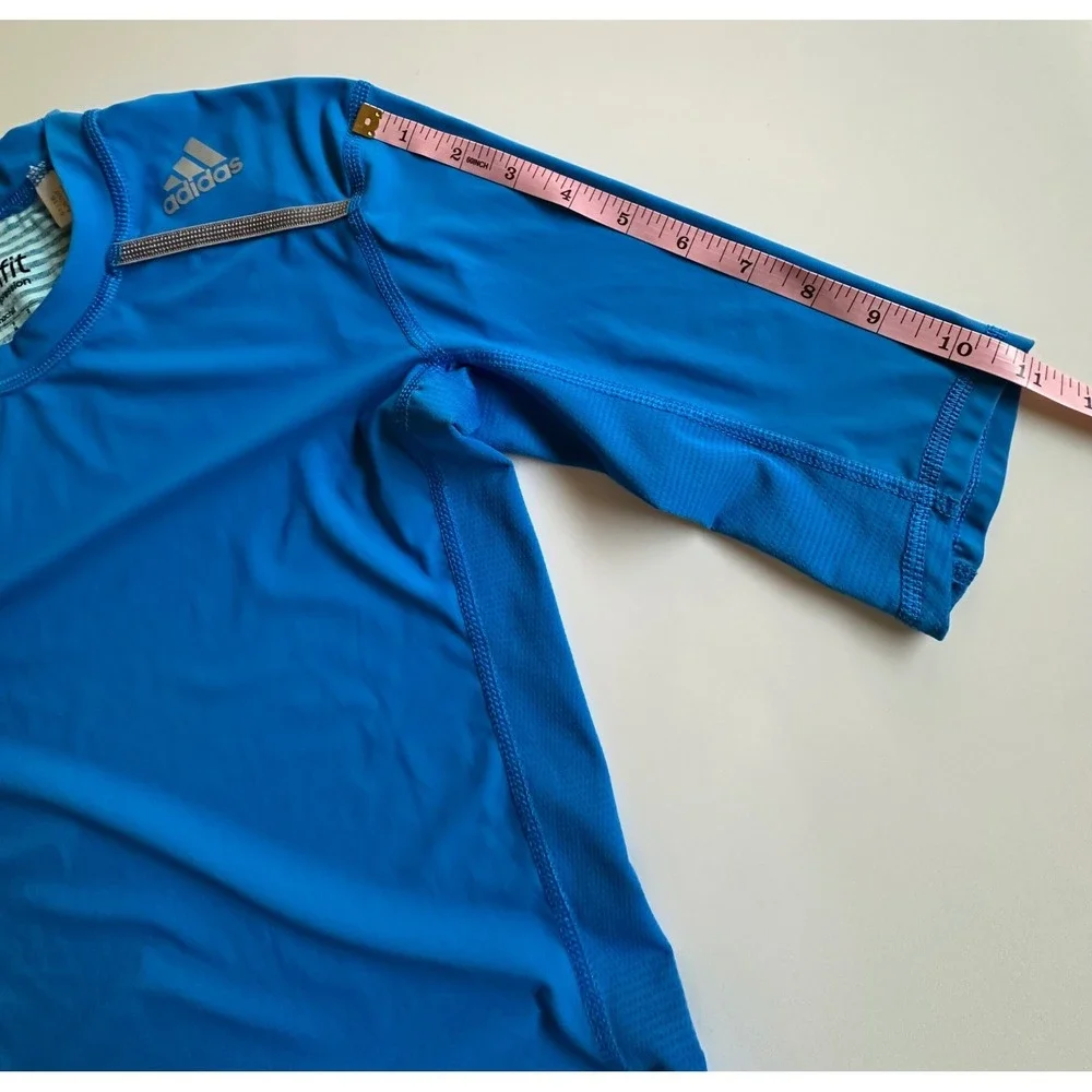 Adidas Techfit Climachill Compression Shirt Blue Mens Medium AJ5707 Training Tee